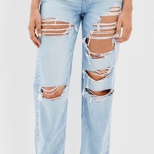 AE Tipped highest waist baggy straight jeans! New!